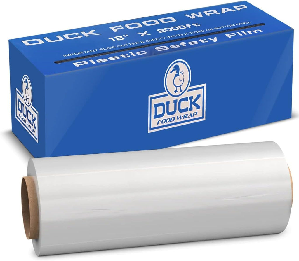 Duck Food Wrap, 18 Inches x 2000 feet - Plastic Wrap with Seal & Slide Cutter on Box - Restaurant & Commercial Grade, Excellent Quality & Heavy Duty - Great For Sealing (1-Pack)