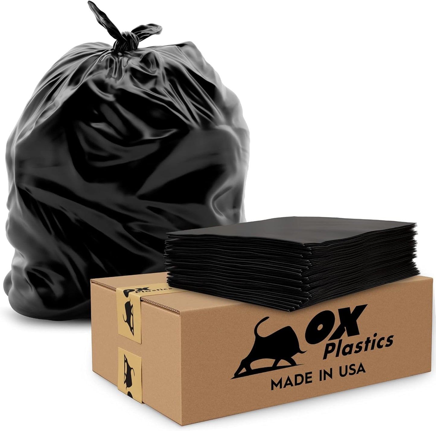 60 Gallon Capacity 3 mil Thick Extra Heavy Duty Garbage Bag 41" x 55" (50 Count)