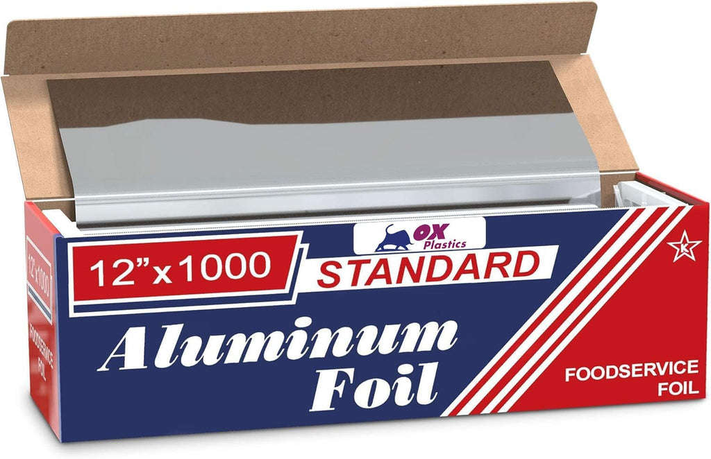 Premium Aluminum Foil | Industrial Size and Strength (12" x 1000') | Commercial Grade Foil Wrap for Food Service Industry and Home Use | Strong Silver (4-Pack)