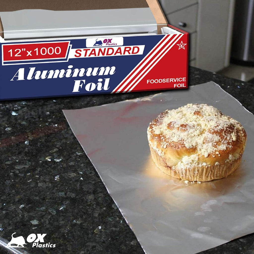 Premium Aluminum Foil | 12 Inches x 1000 Feet Long | Industrial Size and Strength | Commercial Grade & Length Foil Wrap for Food Service Industry and Home Use| Strong Silver (1 Pack)