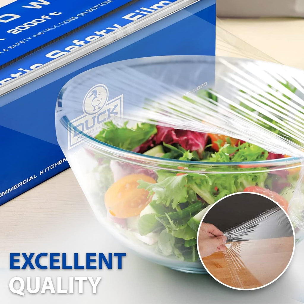 Duck Food Wrap, 18 Inches x 2000 feet - Plastic Wrap with Seal & Slide Cutter on Box - Restaurant & Commercial Grade, Excellent Quality & Heavy Duty - Great For Sealing (1-Pack)