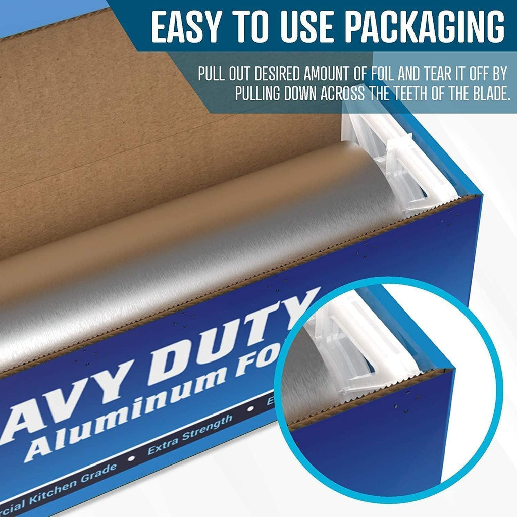 Rhino Aluminum Foil Wrap | Heavy-Duty, Commercial Grade for Food Service Industry | Silver Foil for Cooking, Roasting, Baking, BBQ & Parties | 25 Microns, 12 Inches x 350 Feet (2-Pack)