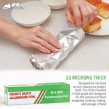 Freedom Aluminum Foil Wrap | Heavy-Duty, Commercial Grade for Food Service Industry | Silver Foil for Cooking, Roasting, Baking, BBQ & Parties | 22 Microns, 18 Inches x 500 Feet (4-Pack)