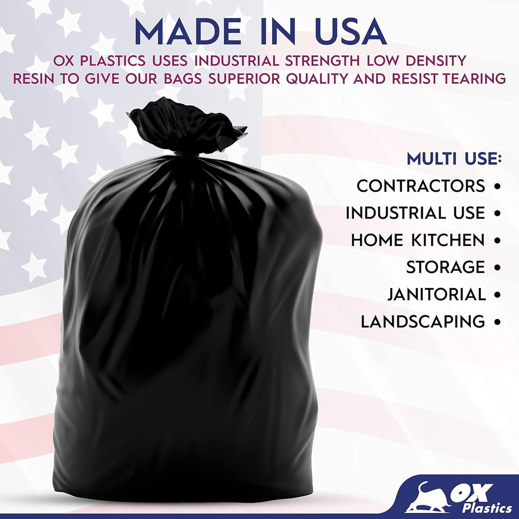 60 Gallon Capacity 3 mil Thick Extra Heavy Duty Garbage Bag 41" x 55" (50 Count)