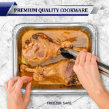 Heavy Duty Aluminum Pans 50 pack - Premium Quality Foil Pans with No Lids - Aluminum Baking Pans Freezer & Oven Safe Meant for Baking,Grilling,BBQ,Roasting Food Prep & Storage Made in USA (9x13 Inch)