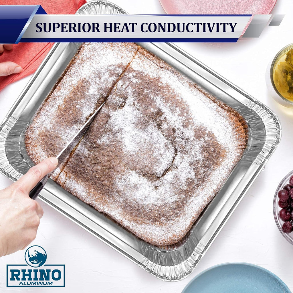 Heavy Duty Aluminum Pans 50 pack - Premium Quality Foil Pans with No Lids - Aluminum Baking Pans Freezer & Oven Safe Meant for Baking,Grilling,BBQ,Roasting Food Prep & Storage Made in USA (9x13 Inch)