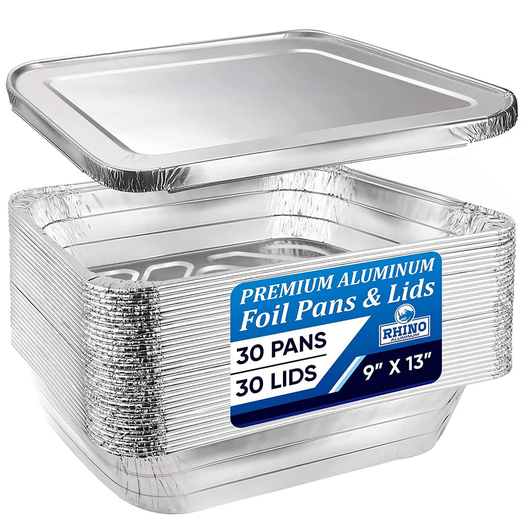 Heavy Duty Aluminum Pans 50 pack - Premium Quality Foil Pans with No Lids - Aluminum Baking Pans Freezer & Oven Safe Meant for Baking,Grilling,BBQ,Roasting Food Prep & Storage Made in USA (9x13 Inch)