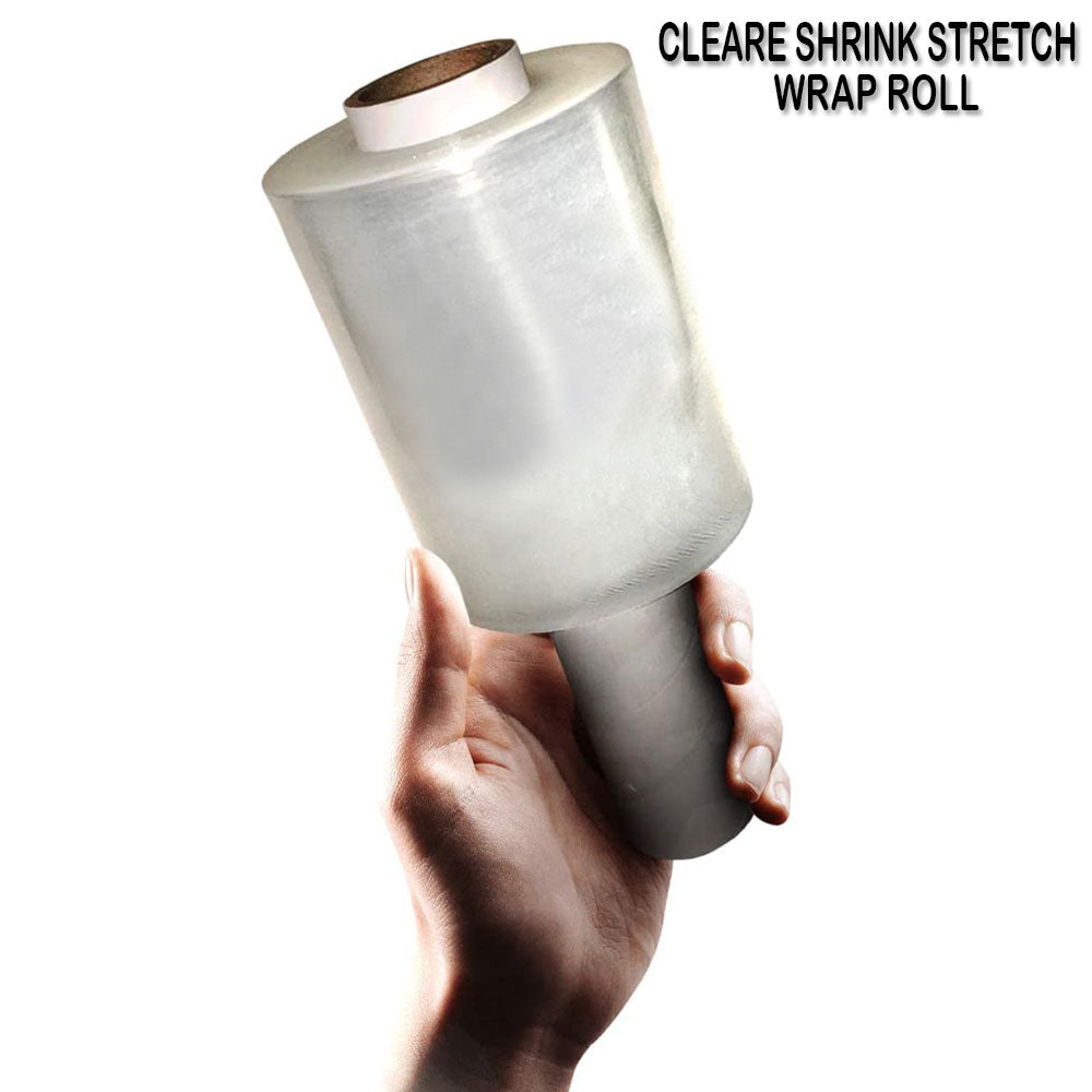 5 Inches X 1000 Feet Rolls With Handles, Plastic Film Pallet Shrink Wrap, 80 Gauge Thick, Clear, Industrial Strength, Made in USA (16-Pack)