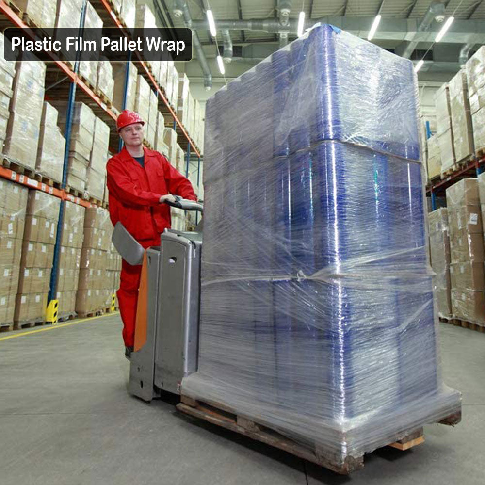 3 Inches X 1000 Feet Rolls With Handles, Plastic Film Pallet Shrink Wrap, 80 Gauge Thick, Clear, Industrial (16-Pack)