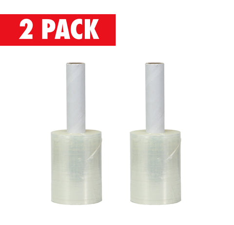 5 Inches X 1000 Feet Rolls With Handles, Plastic Film Pallet Shrink Wrap, 80 Gauge Thick, Clear, Industrial Strength, Made in USA (2-Pack)