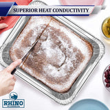 Rhino Aluminum Heavy Duty Aluminum Foil Pans 9x13 Disposable | Half Size Deep Baking Pans | Superior and Premium Quality | Meant for Baking, Grilling, Catering, Roasting, BBQ, Food Prep & Food Storage | Made in USA