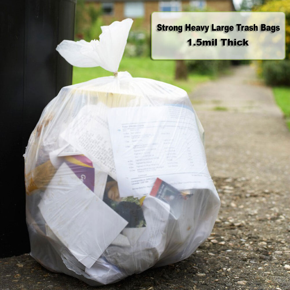 Trash Can Bags 55 Gallon, 1.5 mil Thick Leak-Proof & Durable Can Liners, 36" X 52" Large Garbage Bags