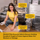 3 Inches X 1000 Feet Rolls With Handles, Plastic Film Pallet Shrink Wrap, 80 Gauge Thick, Clear, Industrial (16-Pack)