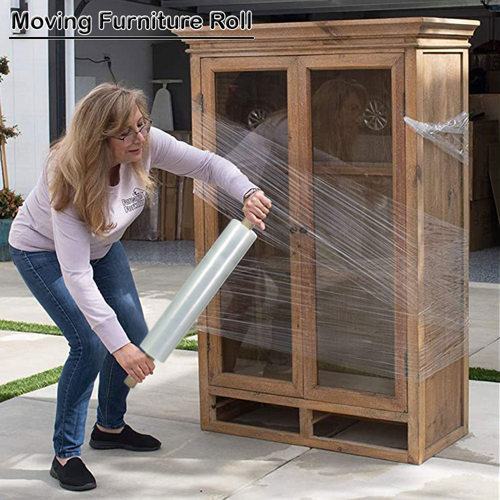 20 Inches X 1000 Feet Shrink Wrap Roll With Handles- 80 Gauge Thick, Clear (2-Pack)