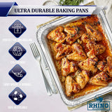 Rhino Aluminum Heavy Duty Aluminum Foil Pans 9x13 Disposable | Half Size Deep Baking Pans | Superior and Premium Quality | Meant for Baking, Grilling, Catering, Roasting, BBQ, Food Prep & Food Storage | Made in USA