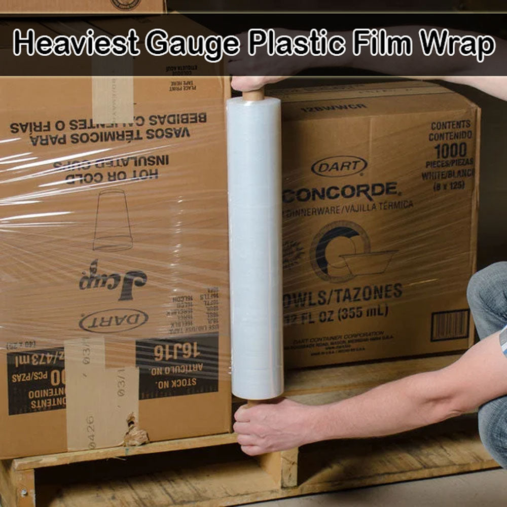 20 Inches X 1000 Feet Shrink Wrap Roll With Handles- 80 Gauge Thick, Clear (2-Pack)