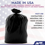Ox Plastics 55 Gallon 4mil Trash Can Liners Bags - Capacity & Thick Extra Heavy Duty Strength - Large Garbage, Leak-Proof & Durable, House & Commercial Use Bags - Black (35, 50 Count)