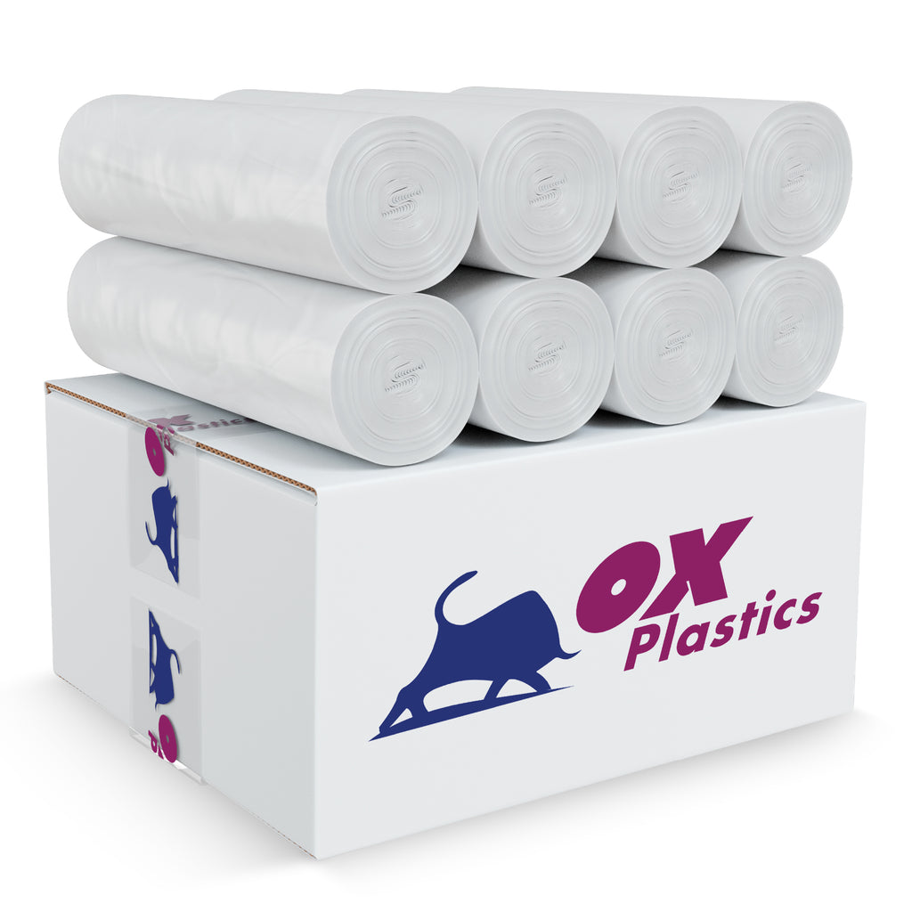 Ox Plastics 55-60 Gallon Trash Can Liner, High Density 38”x60”, 200 Bags
