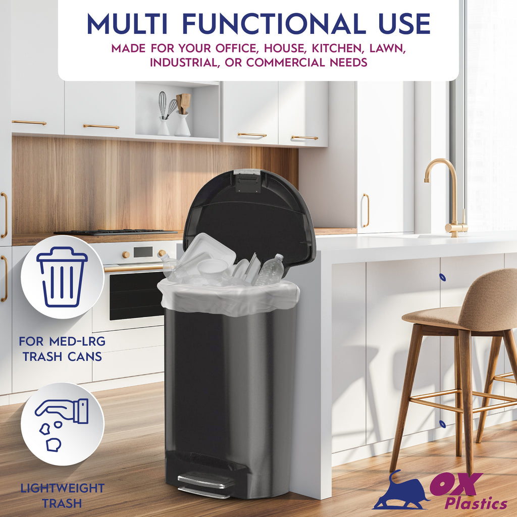 Ox Plastics 55-60 Gallon Trash Can Liner, High Density 38”x60”, 200 Bags