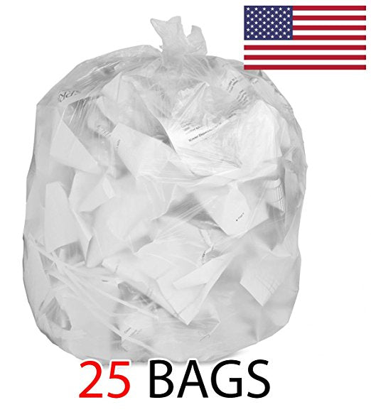 20 Gallon Clear Trash Bags, 1.5 Mil, 30x36