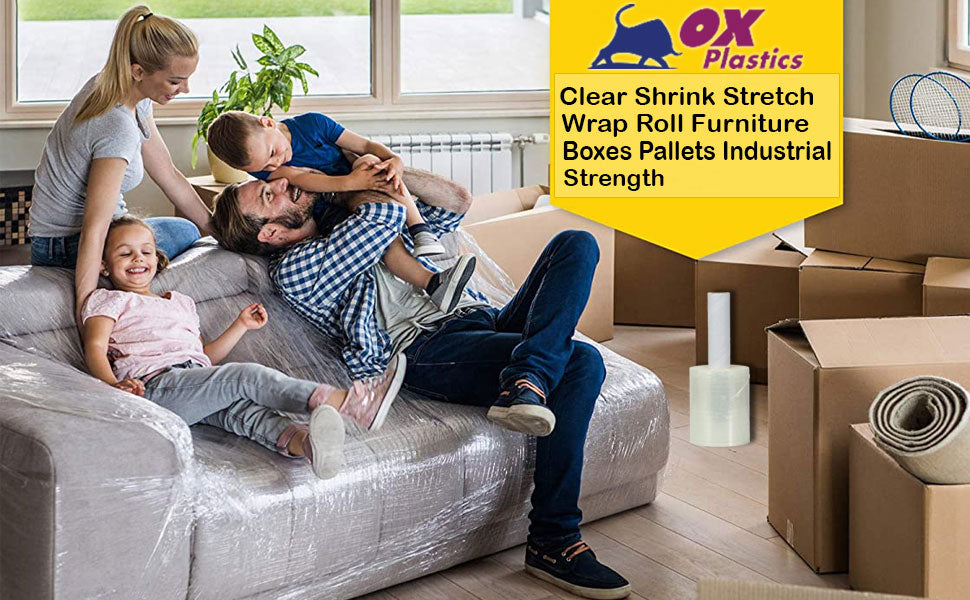 3 Inches X 1000 Feet Rolls With Handles, Plastic Film Pallet Shrink Wrap, 80 Gauge Thick, Clear, Industrial (16-Pack)