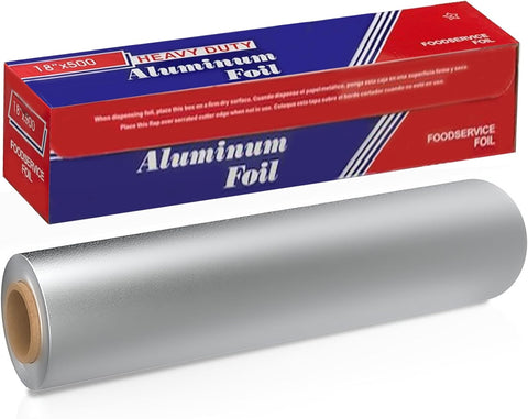 Aluminum Foil Wrap | Heavy-Duty, Commercial Grade for Food Service Industry | Silver Foil for Cooking, Roasting, Baking, BBQ & Parties | 18"x 500 feet