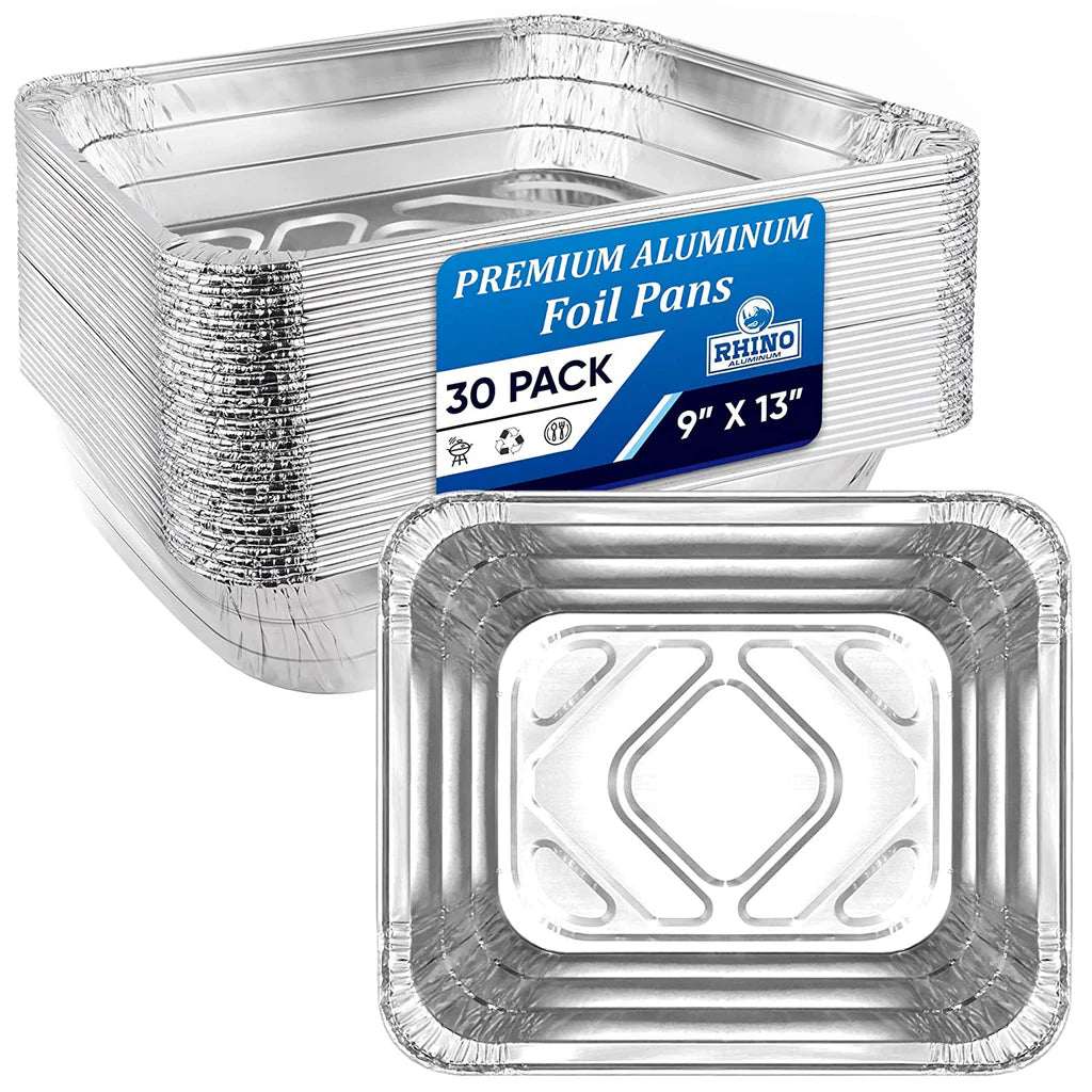 Heavy Duty Aluminum Pans 50 pack - Premium Quality Foil Pans with No Lids - Aluminum Baking Pans Freezer & Oven Safe Meant for Baking,Grilling,BBQ,Roasting Food Prep & Storage Made in USA (9x13 Inch)