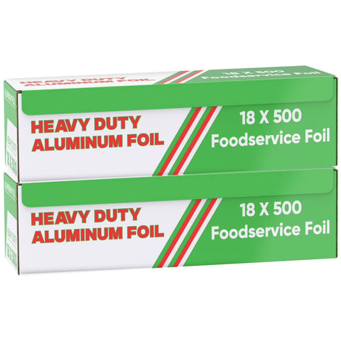 Freedom Aluminum Foil Wrap | Heavy-Duty, Commercial Grade for Food Service Industry | Silver Foil for Cooking, Roasting, Baking, BBQ & Parties | 22 Microns, 18 Inches x 500 Feet (2-Pack)