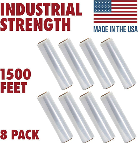 18 Inches X 1500 Feet Shrink Wrap | 80 Gauge Thick | Furniture Moving Wrap (8-Pack)