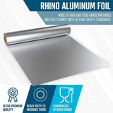 Rhino Aluminum Foil Wrap | Heavy-Duty, Commercial Grade for Food Service Industry | Silver Foil for Cooking, Roasting, Baking, BBQ & Parties | 25 Microns, 12" x 350 Feet