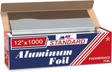 Premium Aluminum Foil | Industrial Size and Strength (12" x 1000') | Commercial Grade & Length Foil Wrap for Food Service Industry and Home Use| Strong Silver (2-Pack)