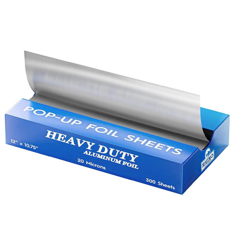 Precut Pop Up Heavy Duty Aluminum Foil Sheets - 300 Pcs of Ultra Thick 20 Micron Foil Sheets for Food - (12"x10.75") Premium Cooking Liners for Versatile Use in Cooking & Baking