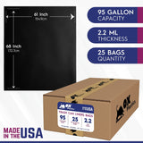 95 Gallon Capacity 2.2 mil Thick Extra Heavy Duty Garbage Bag 61" x 68"