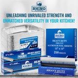 Rhino Aluminum Foil Wrap | Heavy-Duty, Commercial Grade for Food Service Industry | Silver Foil for Cooking, Roasting, Baking, BBQ & Parties | 25 Microns, 12" x 350 Feet
