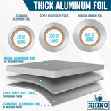 Rhino Aluminum Foil Wrap | Heavy-Duty, Commercial Grade for Food Service Industry | Silver Foil for Cooking, Roasting, Baking, BBQ & Parties | 25 Microns, 12" x 350 Feet