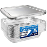 Heavy Duty Aluminum Pans 50 pack - Premium Quality Foil Pans with No Lids - Aluminum Baking Pans Freezer & Oven Safe Meant for Baking,Grilling,BBQ,Roasting Food Prep & Storage Made in USA (9x13 Inch)