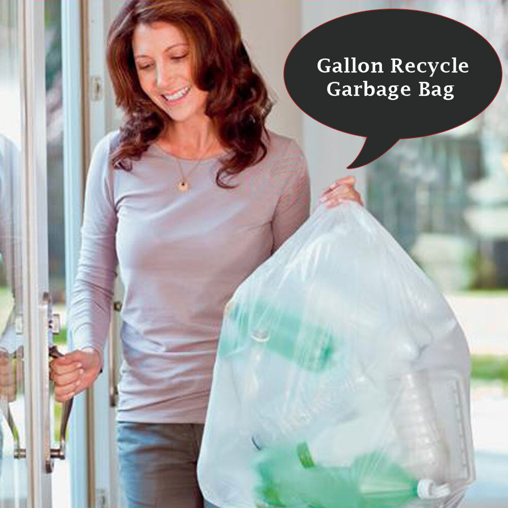 13 Gallon Clear Trash Bags Recycling Can Liners Tall Kitchen