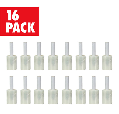 3 Inches X 1000 Feet Rolls With Handles, Plastic Film Pallet Shrink Wrap, 80 Gauge Thick, Clear, Industrial (16-Pack)