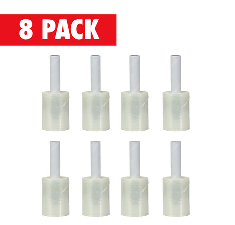 3 Inches X 1000 Feet Rolls With Handles, Plastic Film Pallet Shrink Wrap, 80 Gauge Thick, Clear, Industrial (8-Pack)
