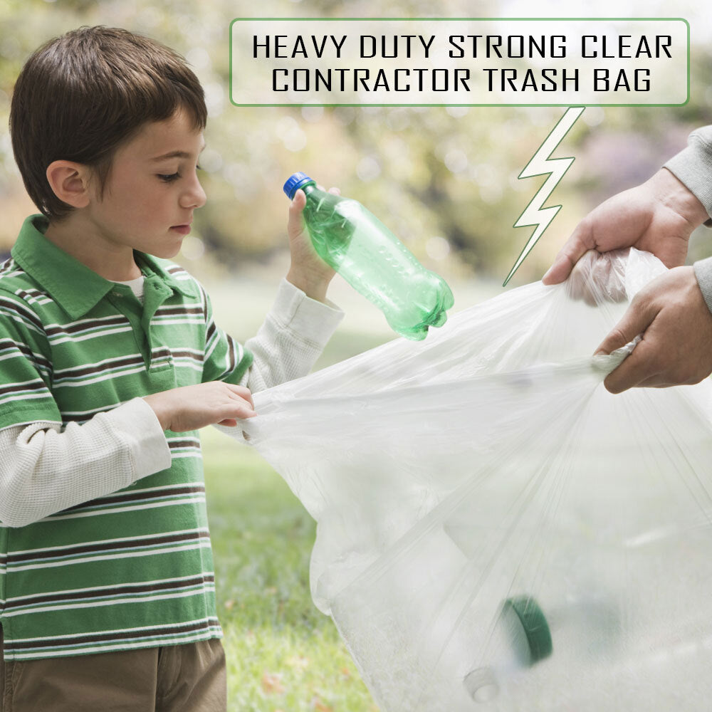 42 Gallon 1.5 MIL Strong Clear Trash Bags