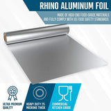 Rhino Aluminum Heavy Duty Aluminum Foil | Rhino 12 x 500 Foot Long Roll, 25 Microns Thick | Commercial Grade & Extra Thick, Strong Enough for Food Service Industry