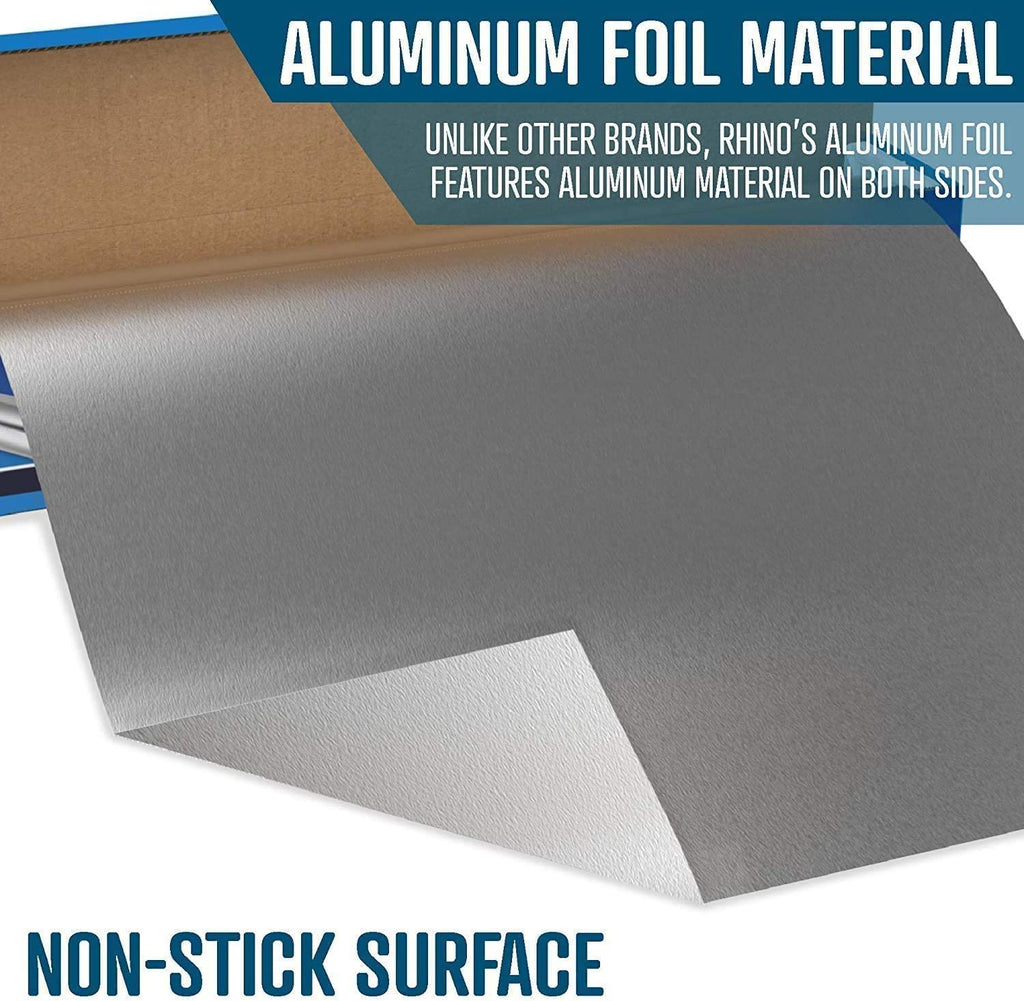 Rhino Aluminum Heavy Duty Aluminum Foil | Rhino 12 x 500 Foot Long Roll, 25 Microns Thick | Commercial Grade & Extra Thick, Strong Enough for Food Service Industry