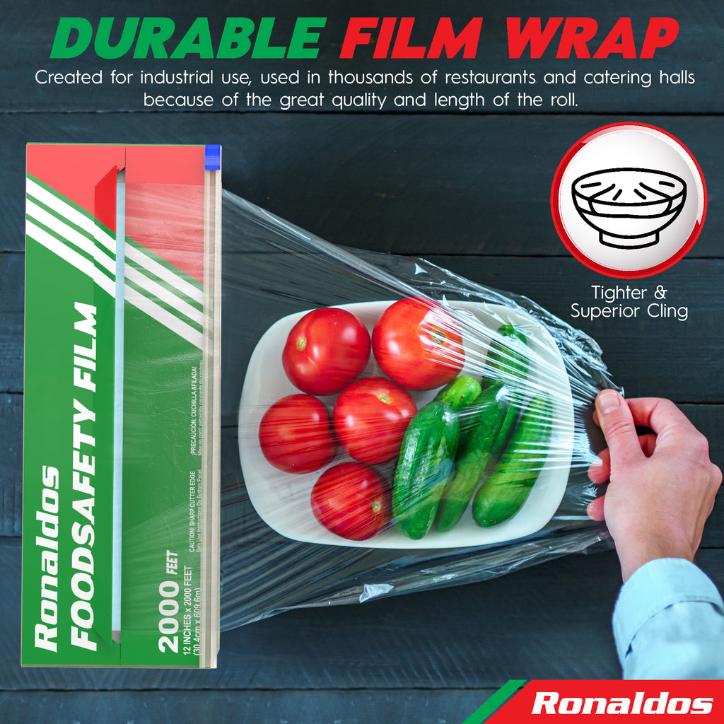 Ronaldos Food Safety Film, 18 inch x 2000ft Plastic Wrap, Commercial G – OX  Plastics
