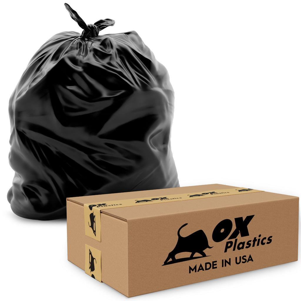 33 Gallon Trash Bag 21 Microns (250 Count Bulk) Black Trash Bags