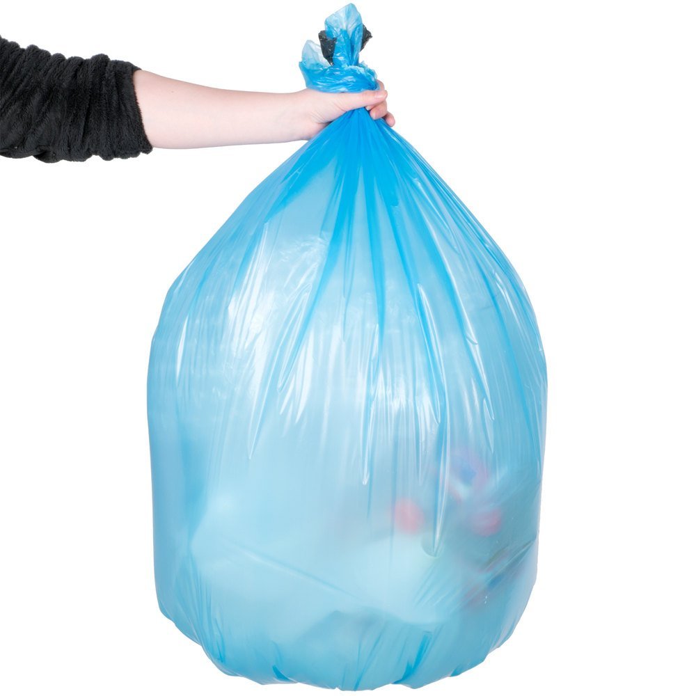Recycling Trash Bags 55 Gallon, (50 Bags w/Ties) Large Blue Plastic Garbage  Bags